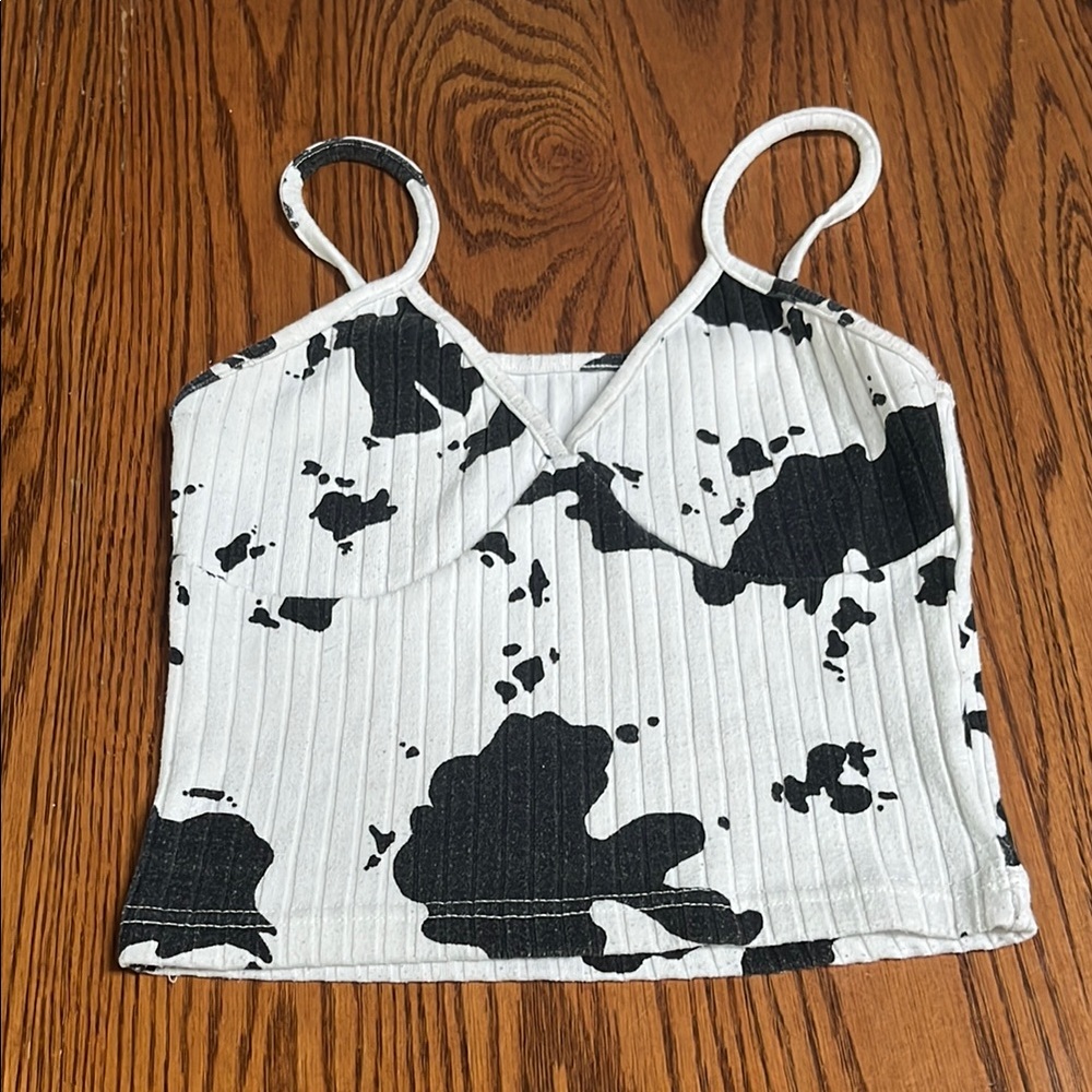 Black and White Cow Print Women's Top